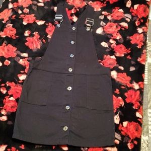 Girls Black overall dress never worn